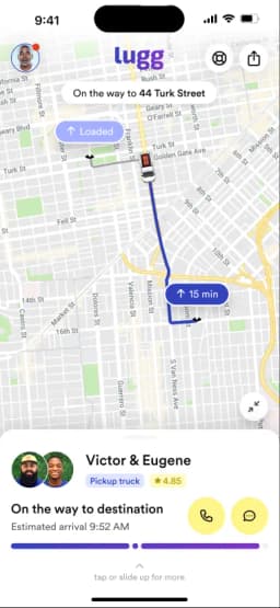 Lugg app live tracking screen