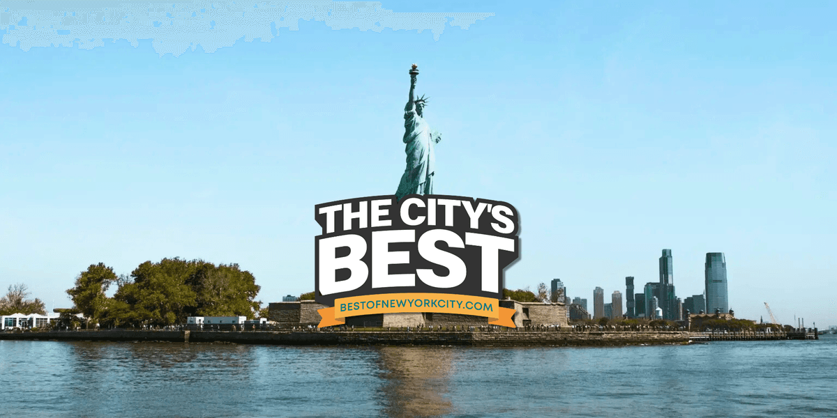 Statue of Liberty with “The City’s Best” logo in front, symbolizing Lugg’s Best of NYC 2024 award win