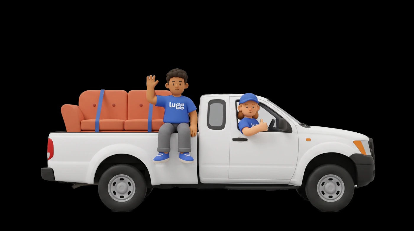 Lugg movers earning money on a furniture delivery in a pickup truck