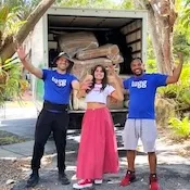 2 Lugg movers with a happy customer