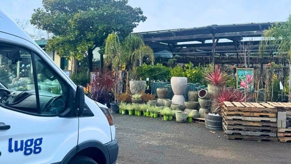 Lugg delivery van at Sloat Garden Center providing same-day delivery of plants and pottery in the Bay Area.
