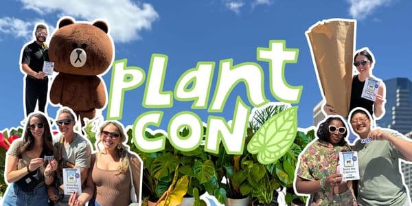 A collage image featuring PlantCon attendees, plants, and the PlantCon logo, created as the blog’s featured image.